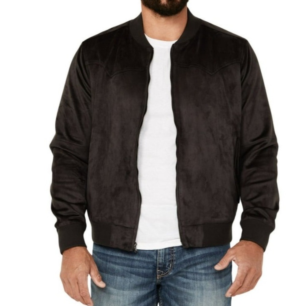 Moon Shine spirit by Brad Paisley‎ faux suede men Sz L full zip bomber jacket